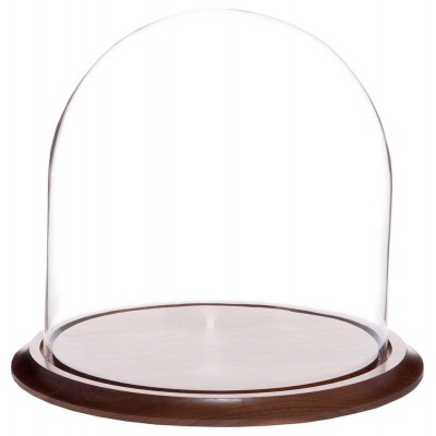 Plymor Brand 11.75" x 12" Glass Display Dome Cloche (Walnut Base) 840003106381  192571281844
